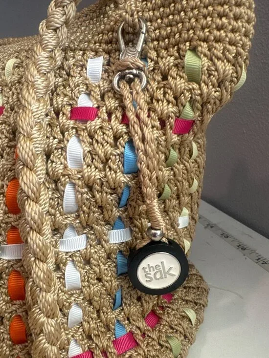 The Sak Purse Beige Multicolor Ribbons Riviera Shoulder Bag Beachy Boho Summer - Picture 3 of 16